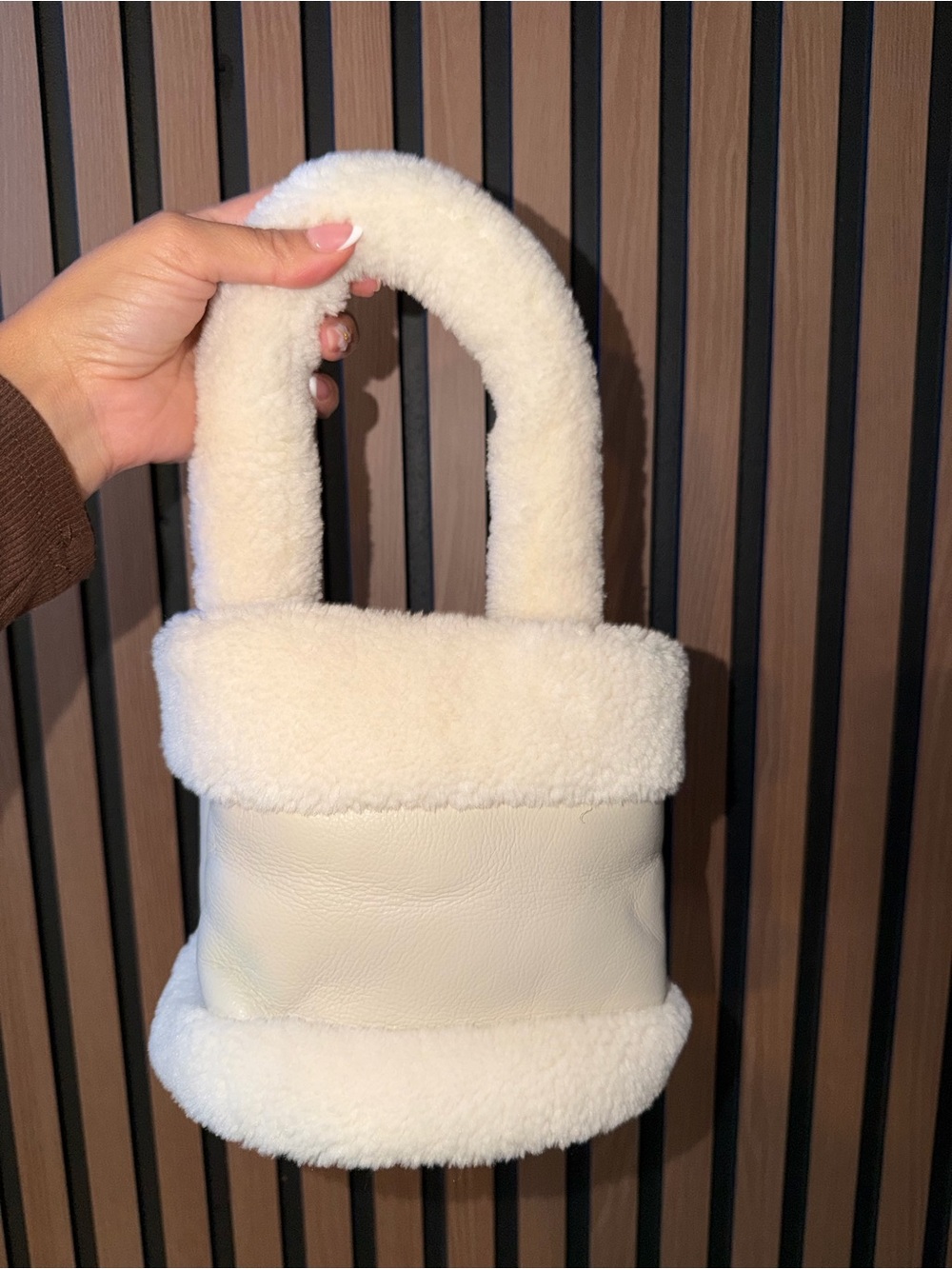 Plush Cream Shearling Tote Bag